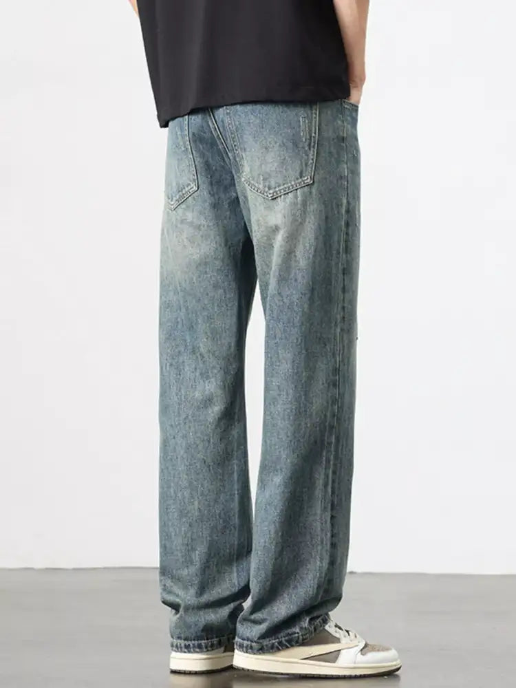 Men’s Washed Wide Leg Jeans