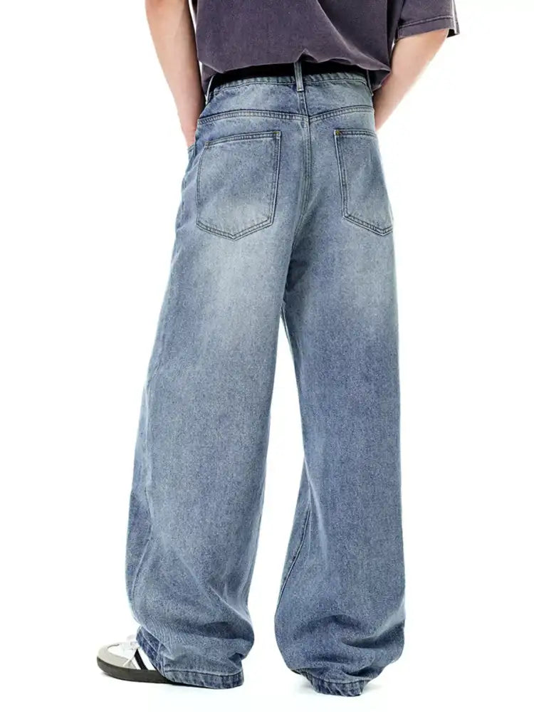 Men’s Washed Wide Leg Jeans