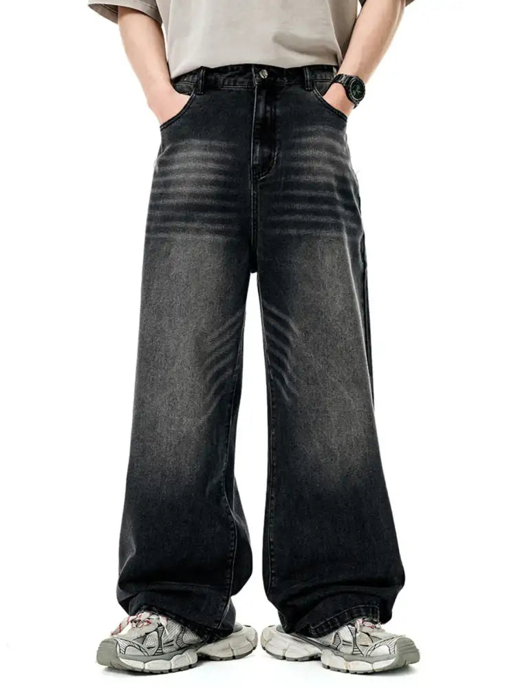 Men’s Washed Wide Leg Jeans