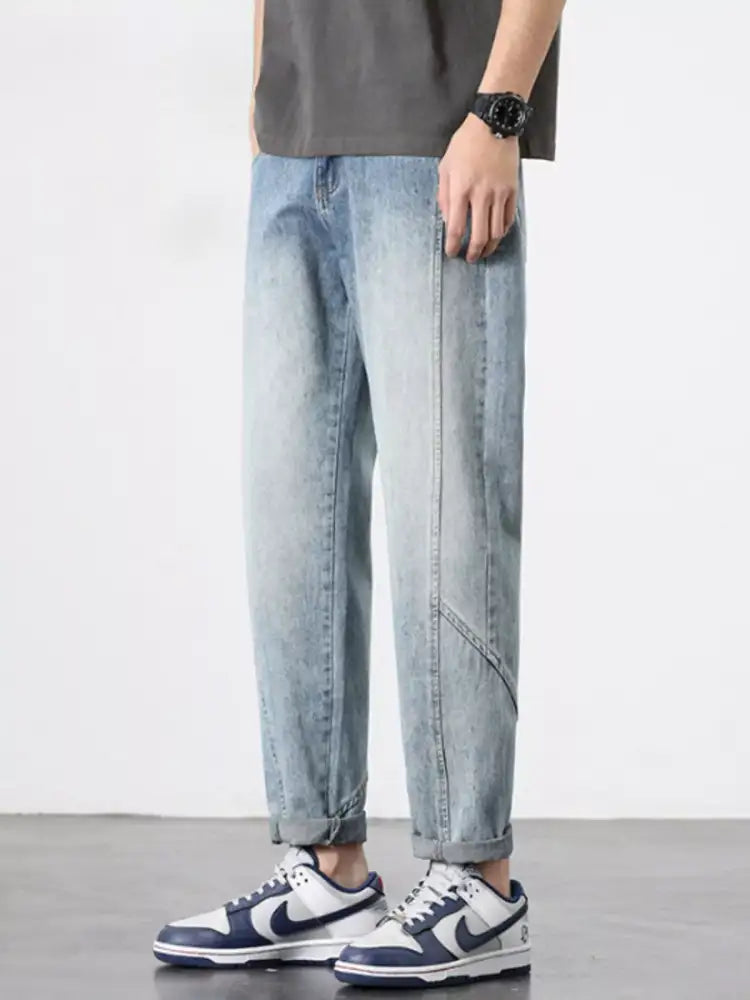 Men’s Washed Wide Leg Jeans