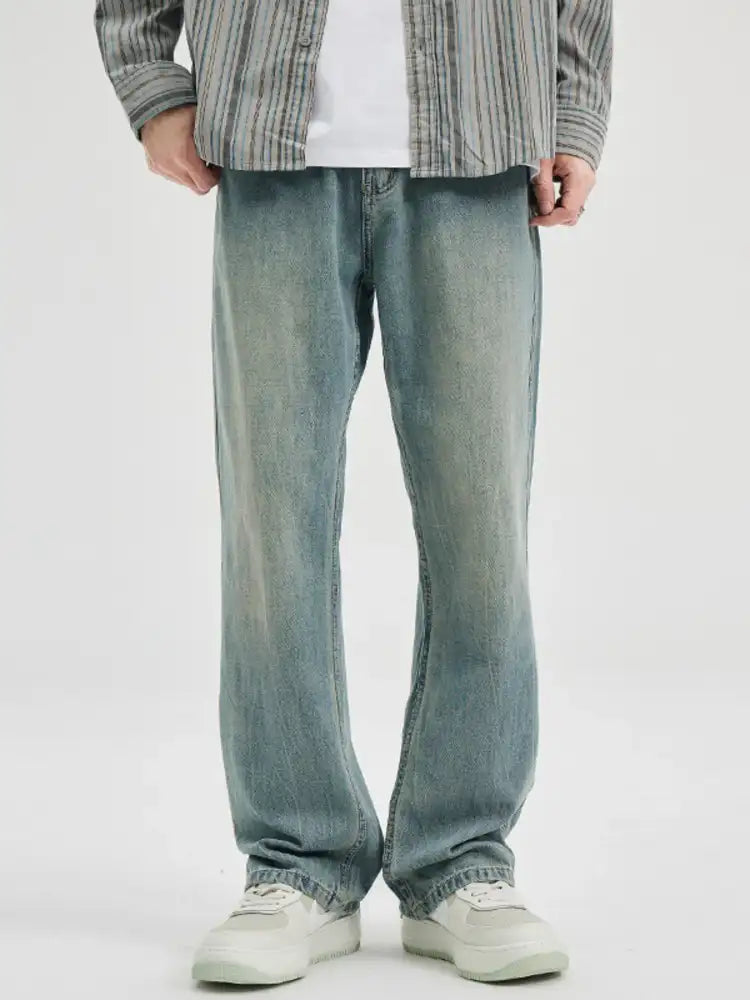 Men’s Washed Wide Leg Jeans