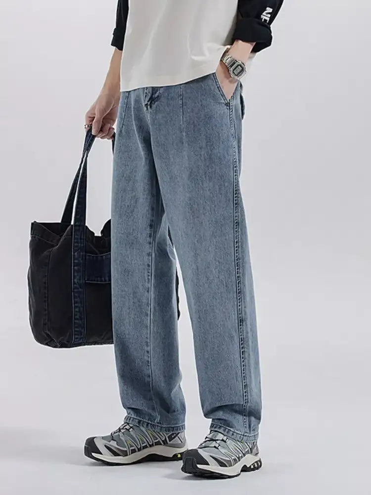Men’s Washed Wide Leg Jeans