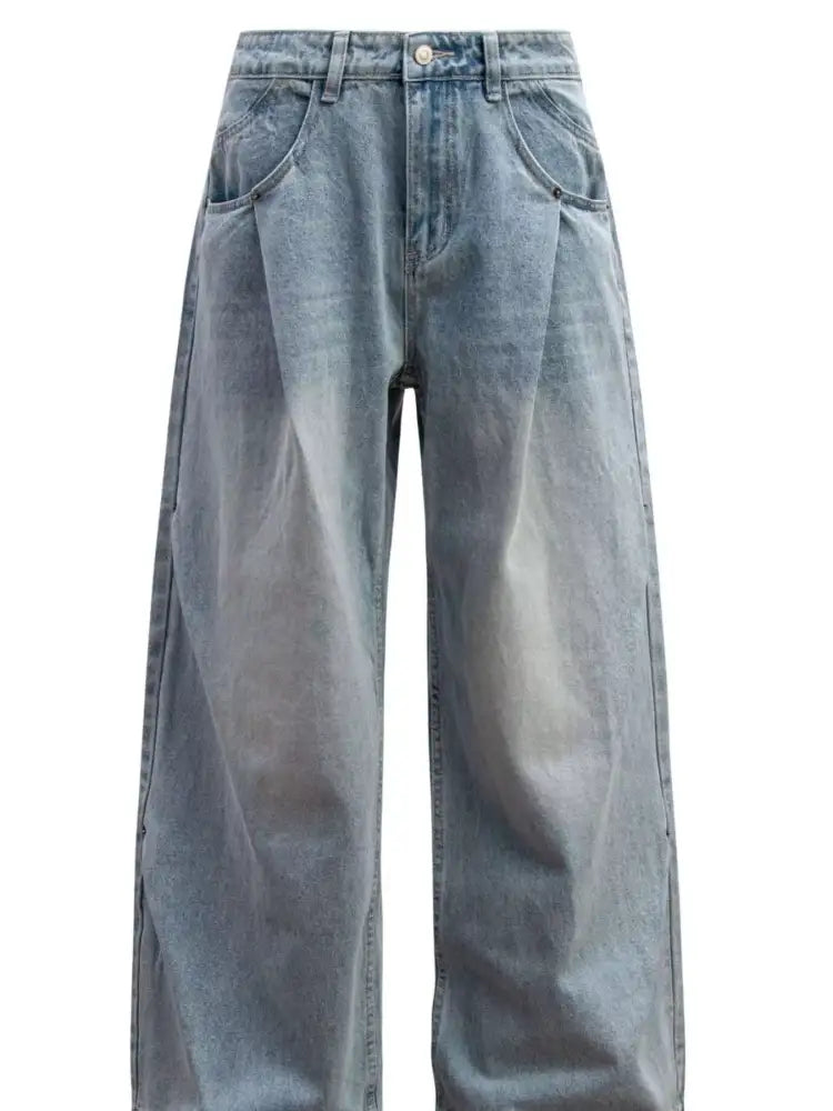 Men’s Washed Wide Leg Jeans