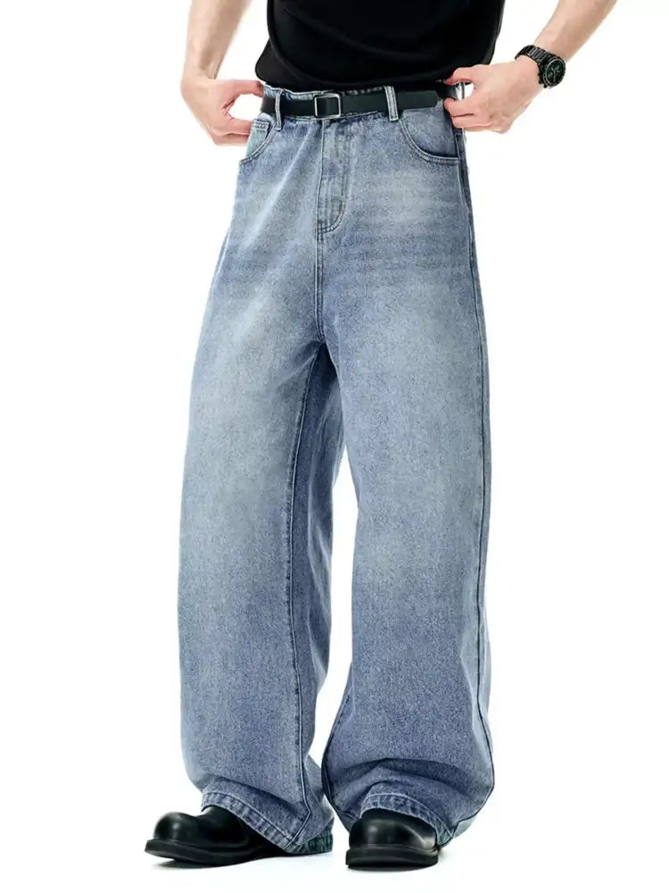 Men’s Washed Wide Leg Jeans