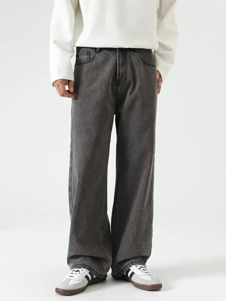 Men’s Washed Wide Leg Jeans