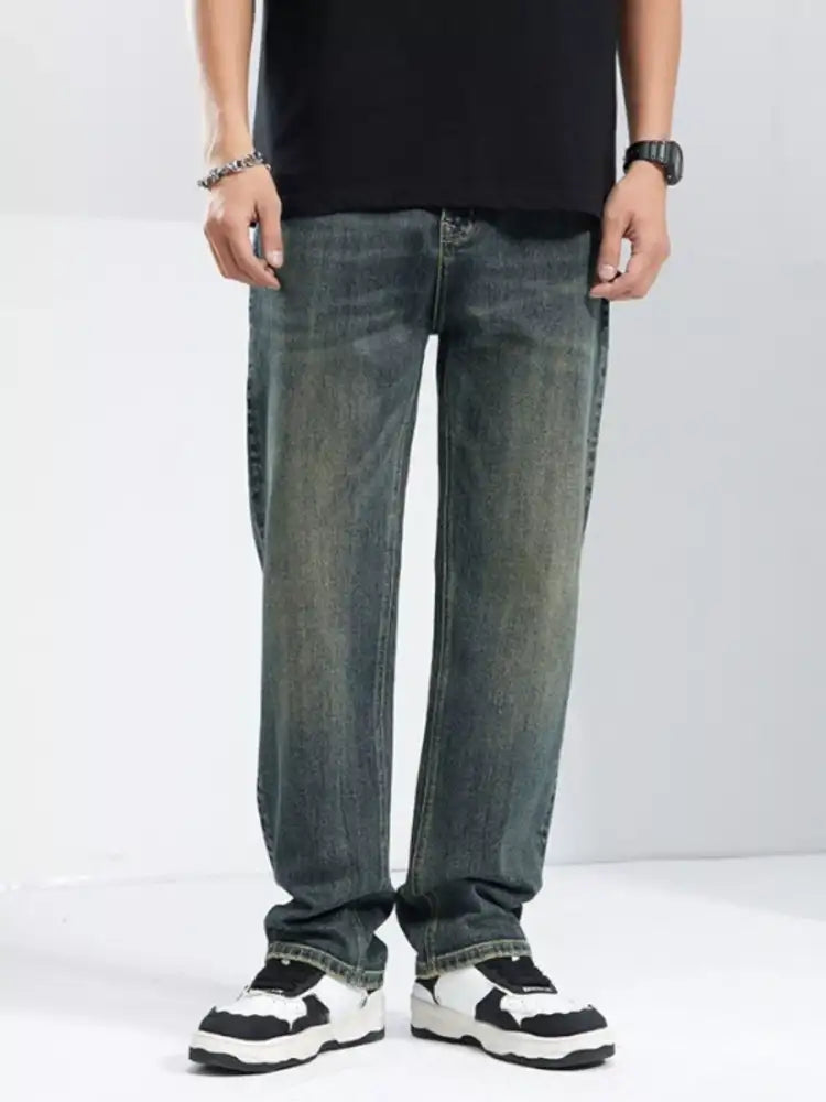 Men’s Washed Wide Leg Jeans
