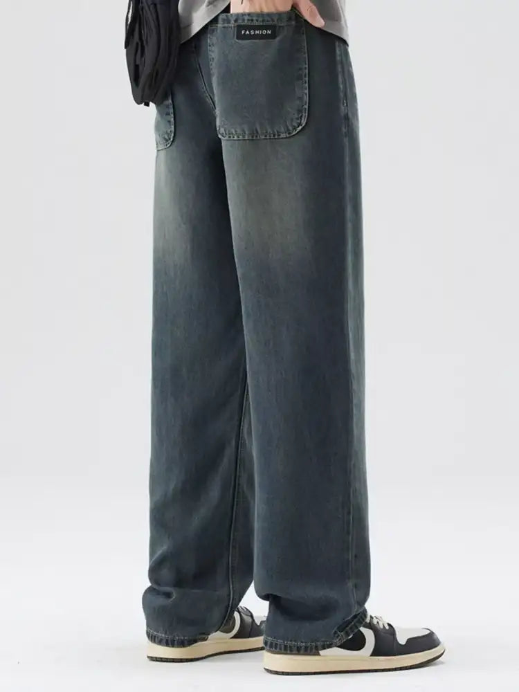 Men’s Washed Wide Leg Relaxed Fit Jeans