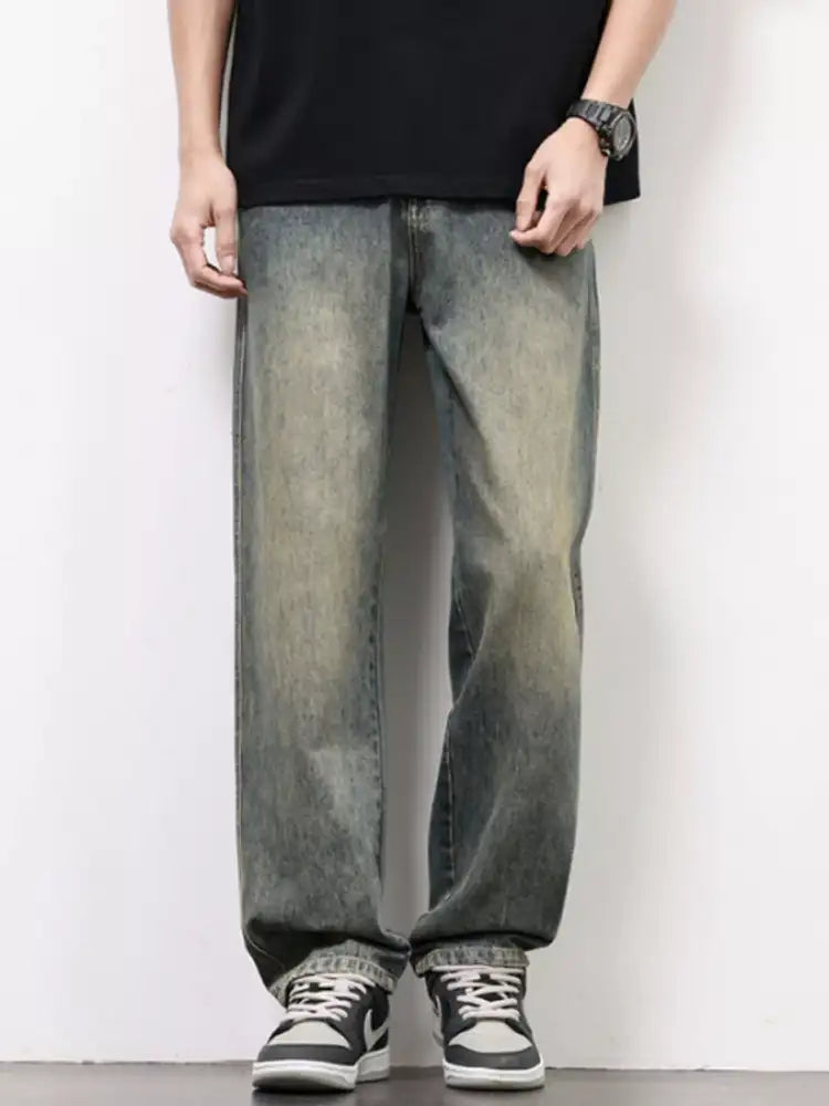 Men’s Washed Wide Leg Relaxed Fit Jeans