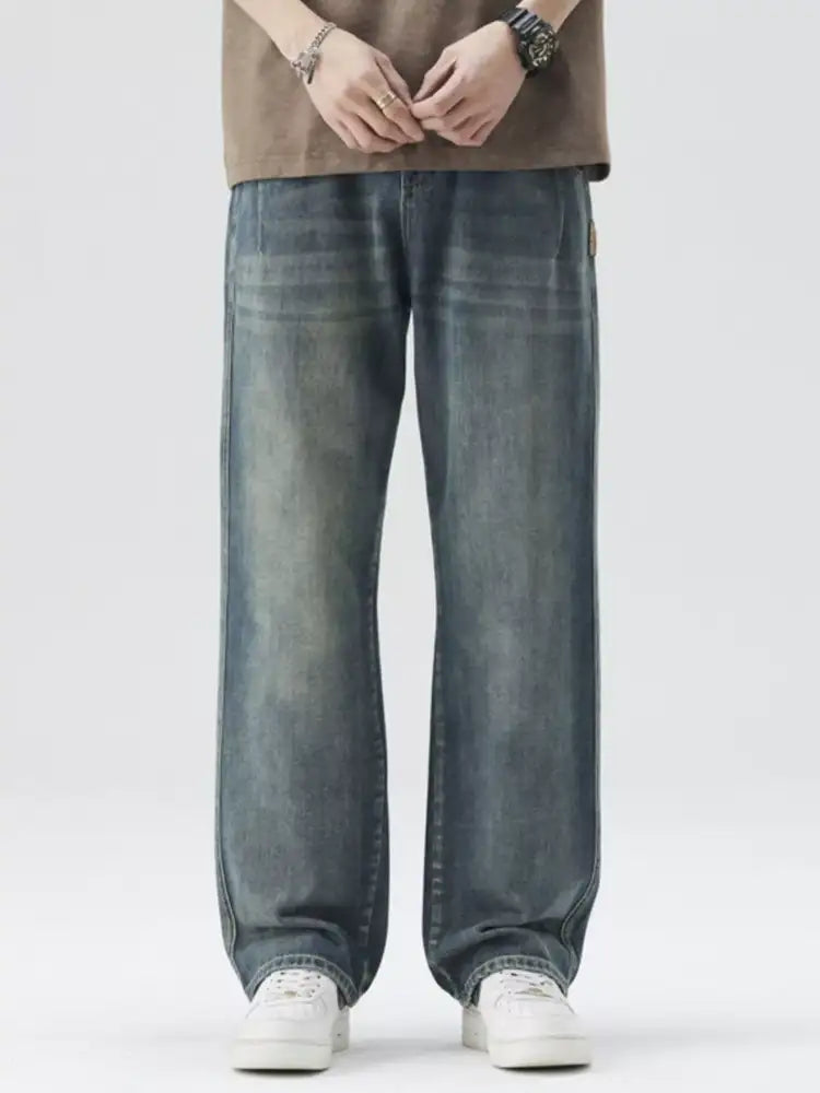 Men’s Washed Wide Leg Relaxed Fit Jeans