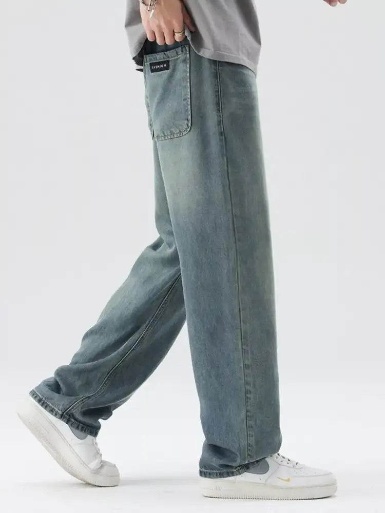 Men’s Washed Wide Leg Relaxed Fit Jeans