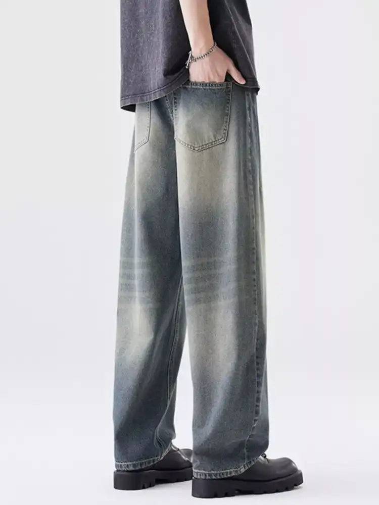 Men’s Washed Wide Leg Relaxed Fit Jeans