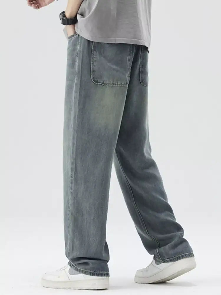 Men’s Washed Wide Leg Relaxed Fit Jeans