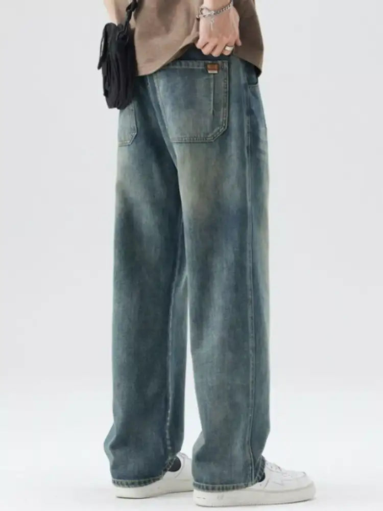 Men’s Washed Wide Leg Relaxed Fit Jeans