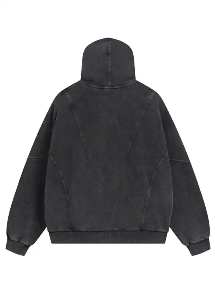 Men’s Washed Zip Up Long Sleeve Hooded Jacket