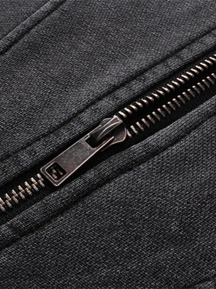 Men’s Washed Zip Up Long Sleeve Hooded Jacket