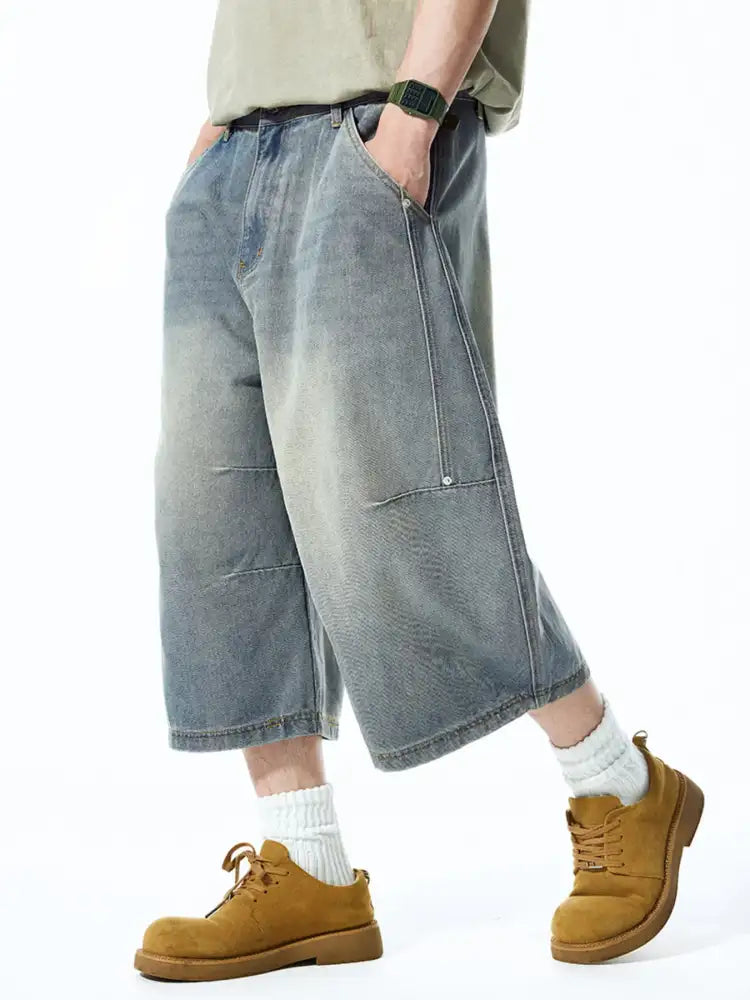 Men’s Wide-Leg Denim Shorts