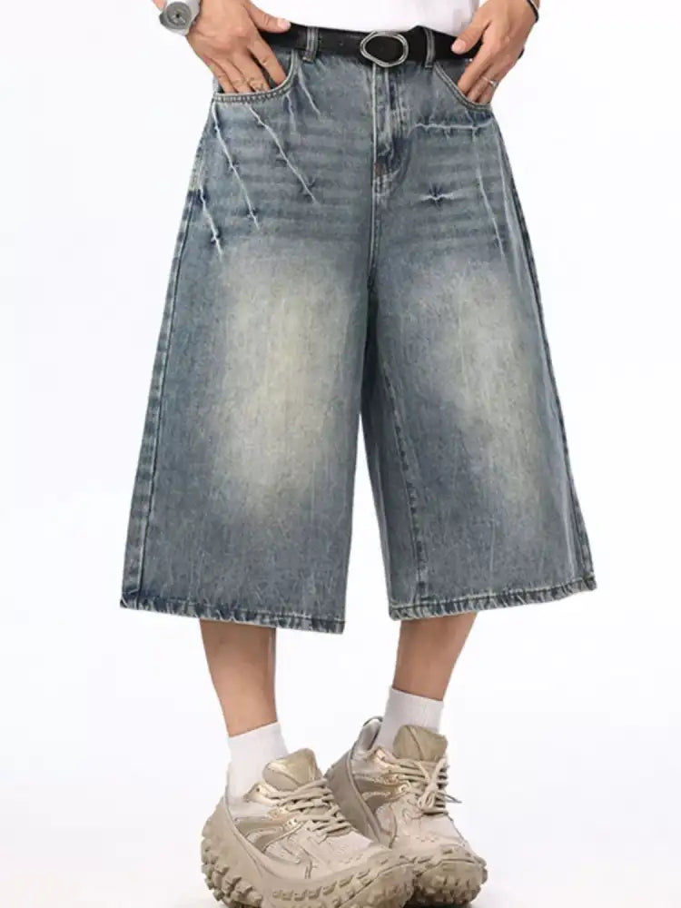Men’s Wide Leg Denim Shorts