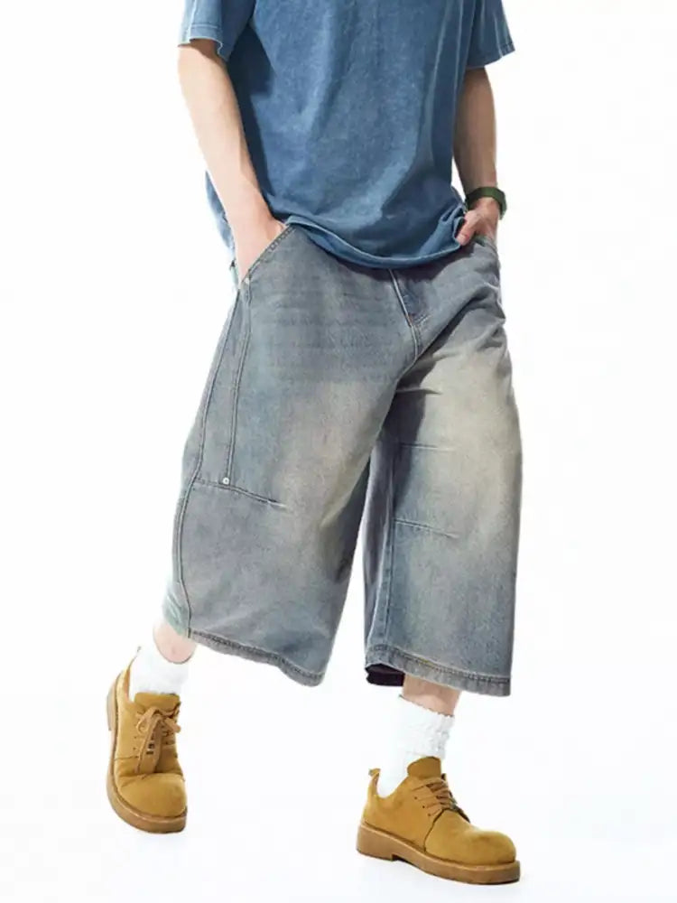 Men’s Wide-Leg Denim Shorts