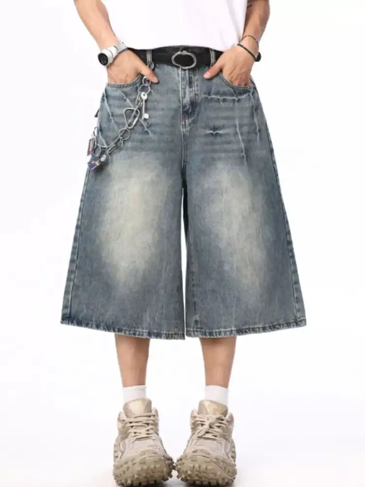 Men’s Wide Leg Denim Shorts