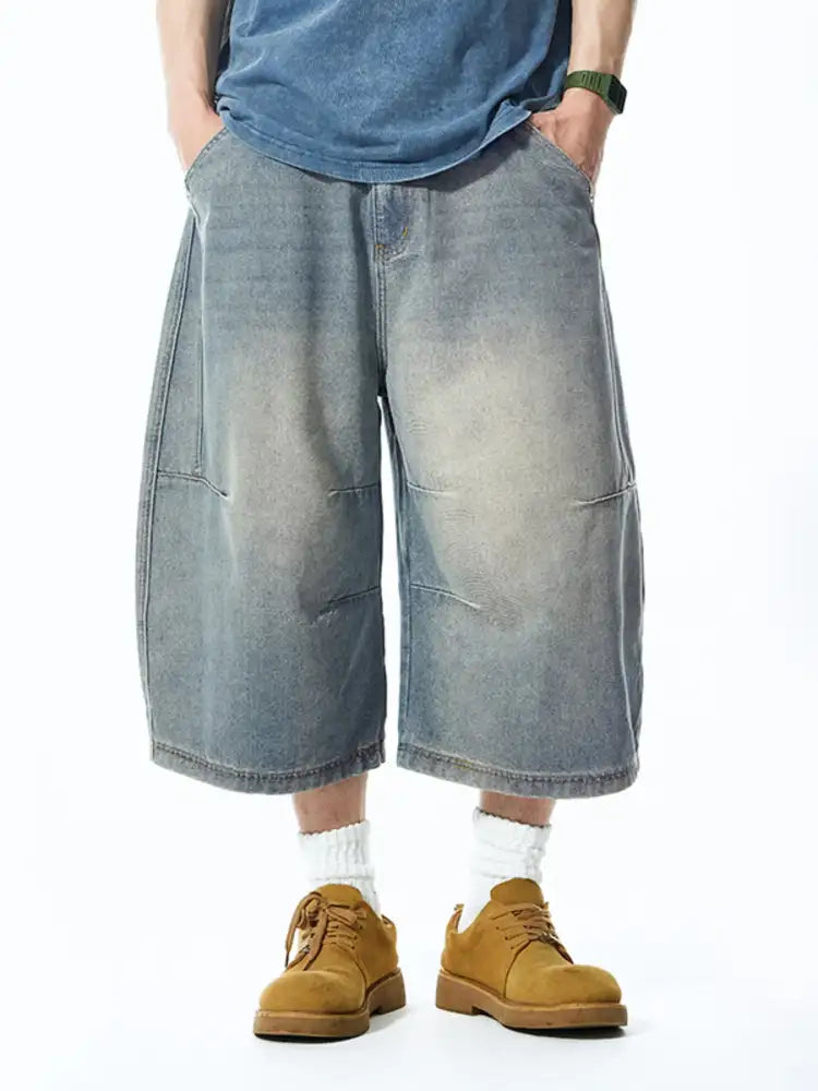 Men’s Wide-Leg Denim Shorts