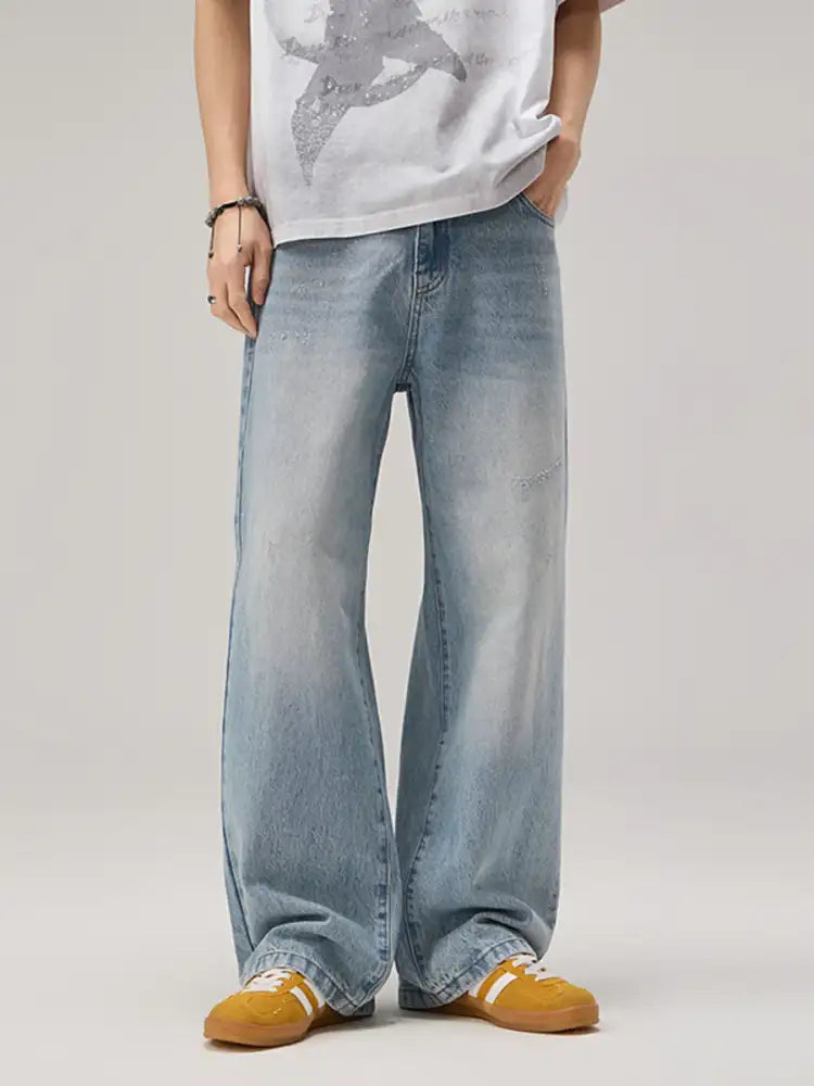 Men’s Wide Leg Wash Jeans