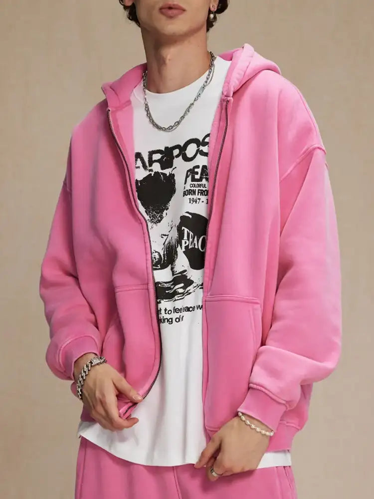 Men’s Zip-Up Hoodie with Kangaroo Pocket