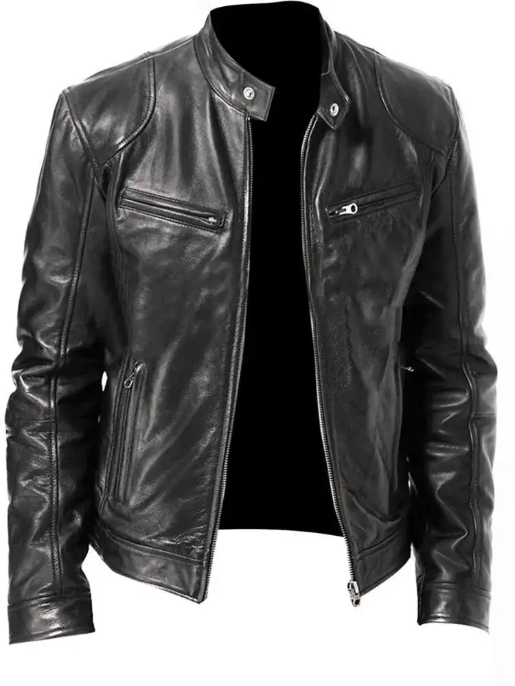 Men’s Zip Up Leather Biker Jacket