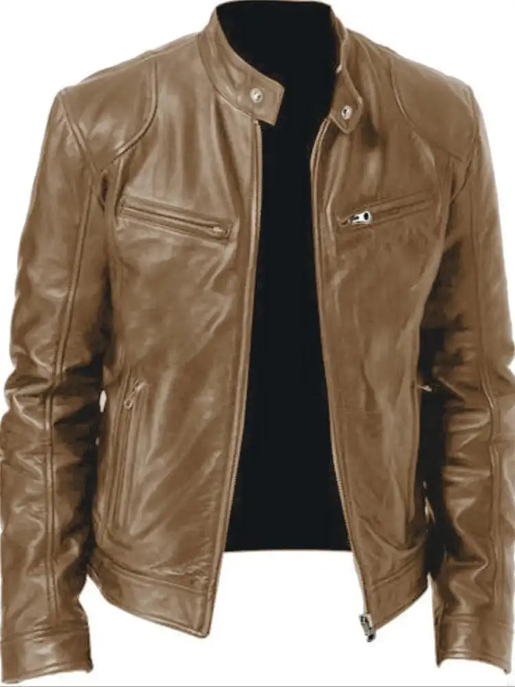 Men’s Zip Up Leather Biker Jacket