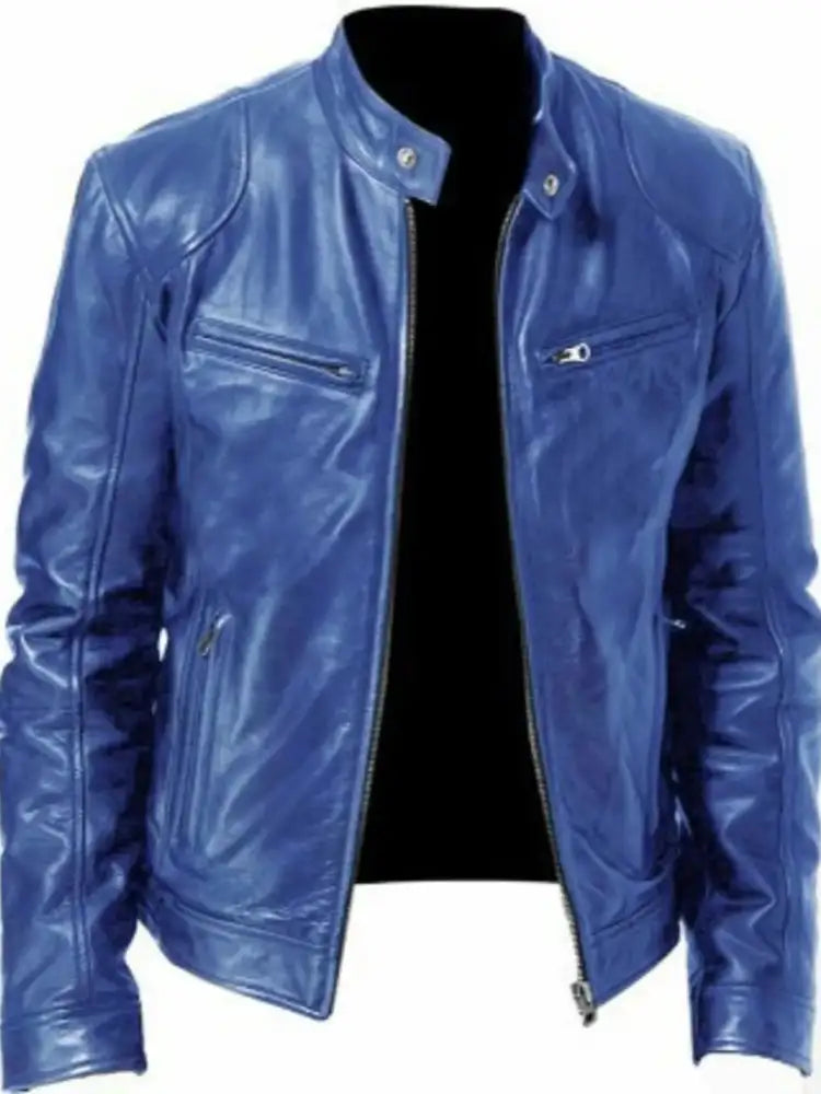 Men’s Zip Up Leather Biker Jacket