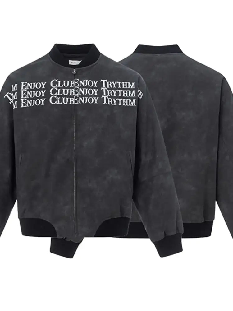 Men’s Zip Up Letter Graphic Bomber Jacket