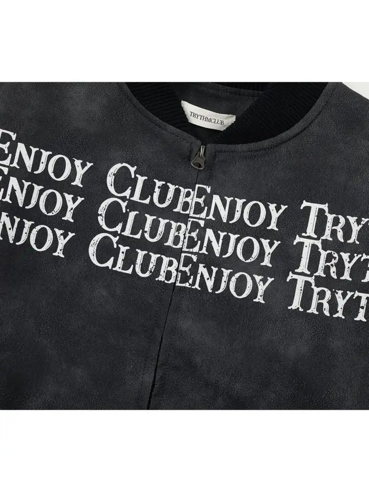 Men’s Zip Up Letter Graphic Bomber Jacket