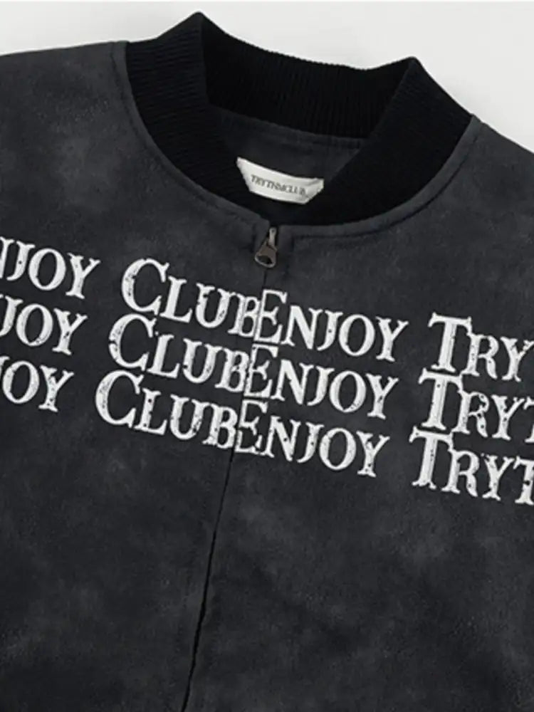 Men’s Zip Up Letter Graphic Bomber Jacket