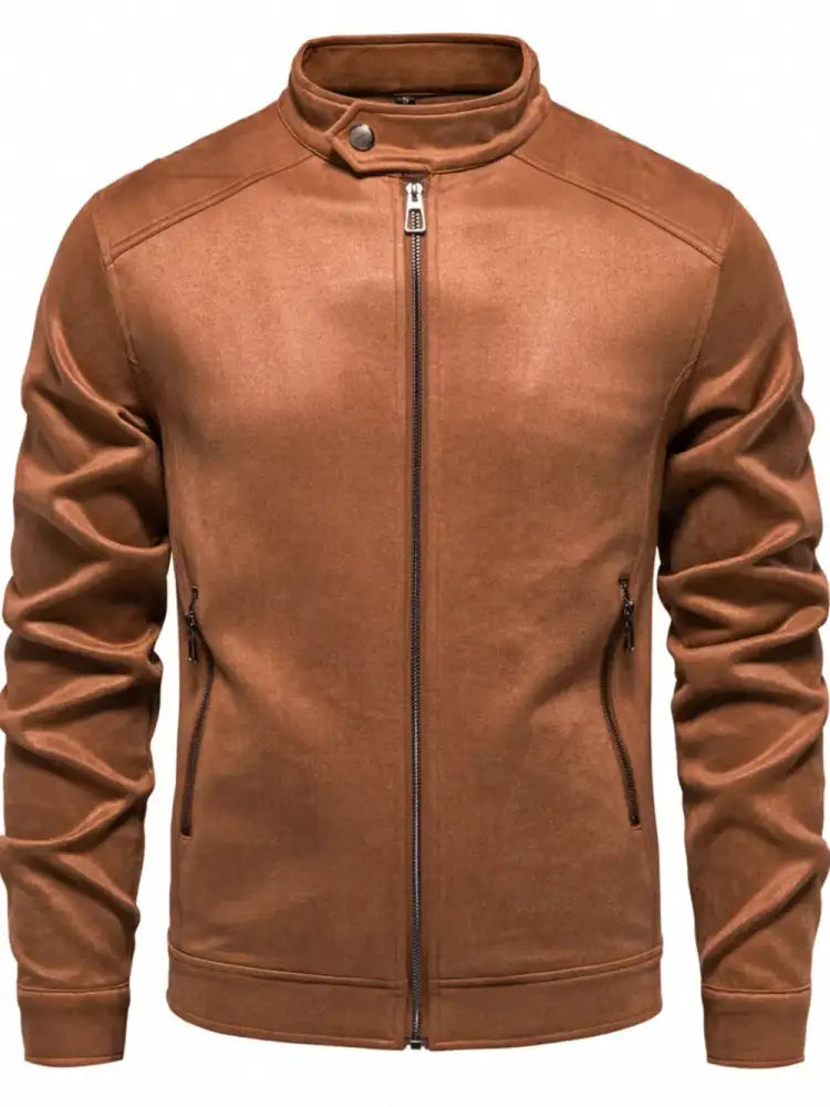 Men’s Zip Up Long Sleeve Biker Jacket