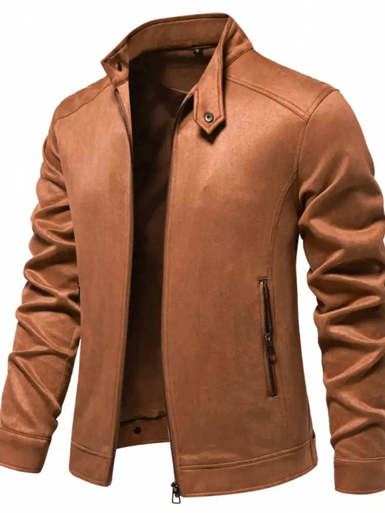 Men’s Zip Up Long Sleeve Biker Jacket