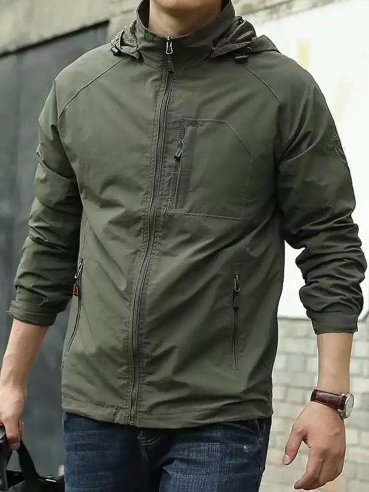 Men’s Zip Up Long Sleeve Hooded Jacket