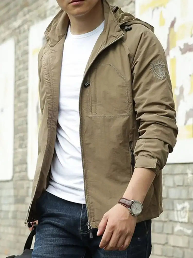 Men’s Zip Up Long Sleeve Hooded Jacket