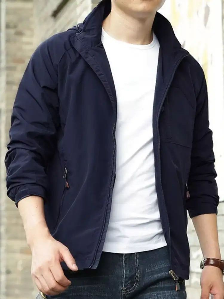 Men’s Zip Up Long Sleeve Hooded Jacket