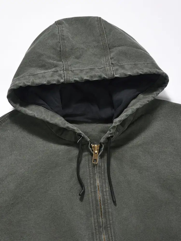 Men’s Zip Up Washed Hooded Jacket