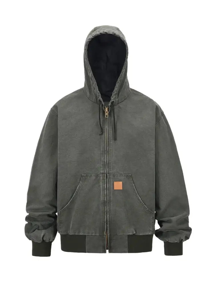 Men’s Zip Up Washed Hooded Jacket