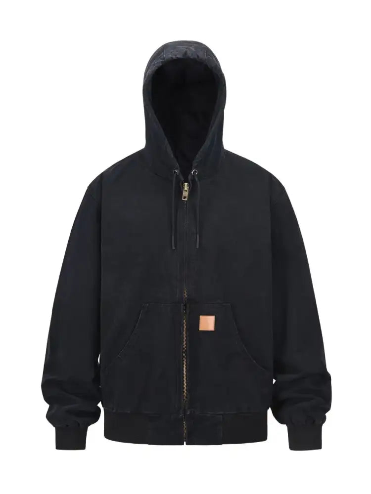 Men’s Zip Up Washed Hooded Jacket