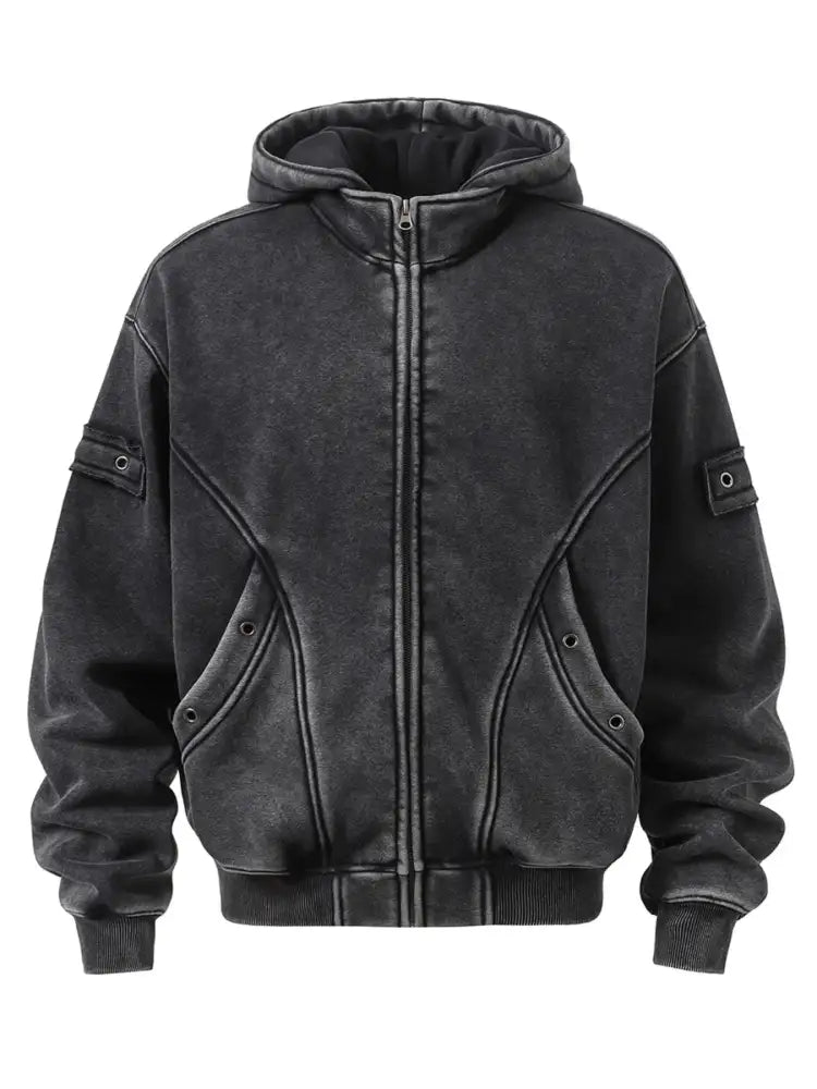 Men’s Zip Up Washed Hoodie