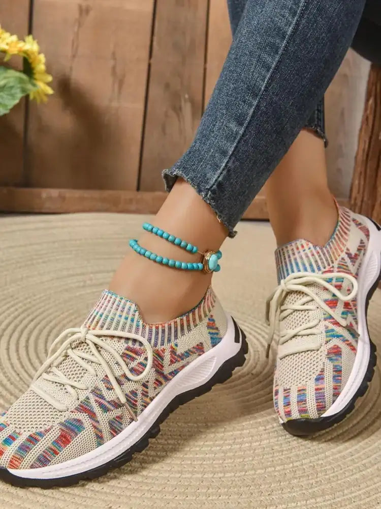 Mesh Knit Lace Up Athletic