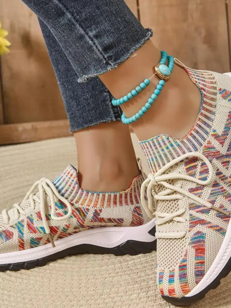 Mesh Knit Lace Up Athletic