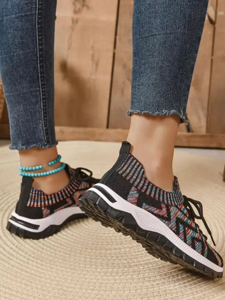 Mesh Knit Lace Up Athletic