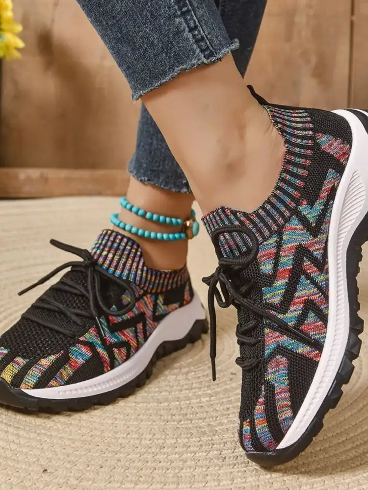 Mesh Knit Lace Up Athletic