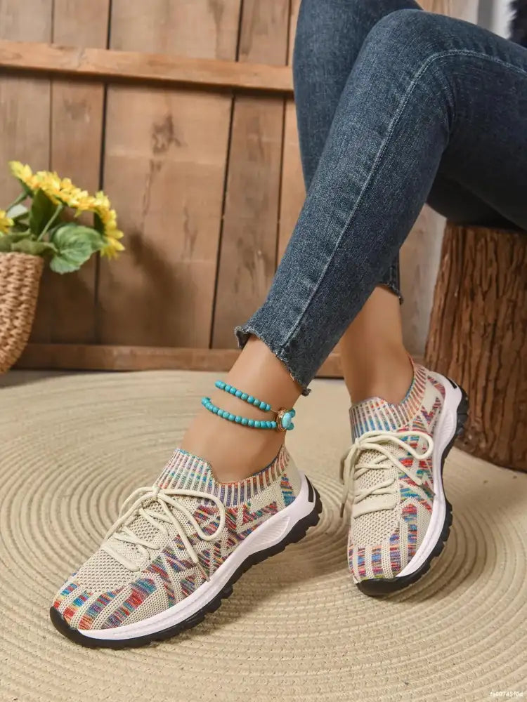 Mesh Knit Lace Up Athletic