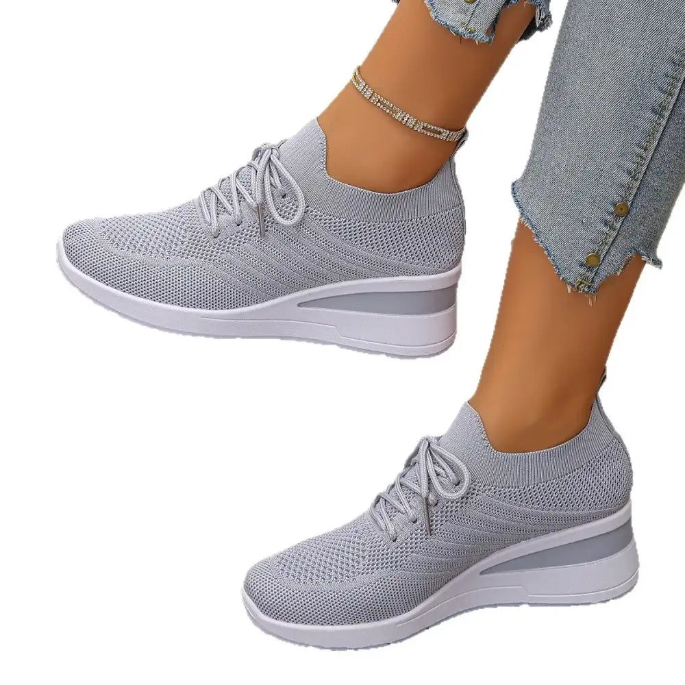 Mesh Lace Up Wedge Athletic