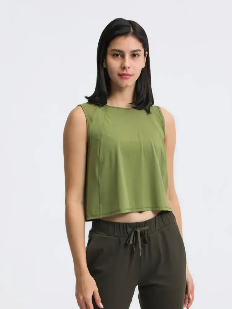 Millennia Round Neck Cropped Active Tank