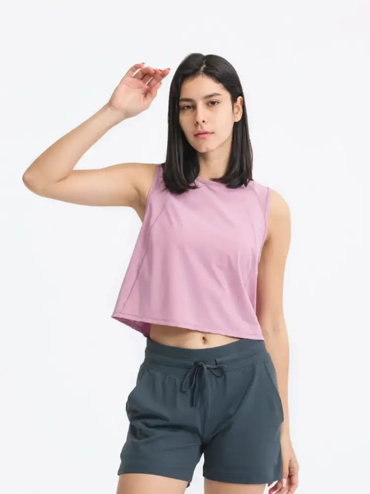 Millennia Round Neck Cropped Active Tank