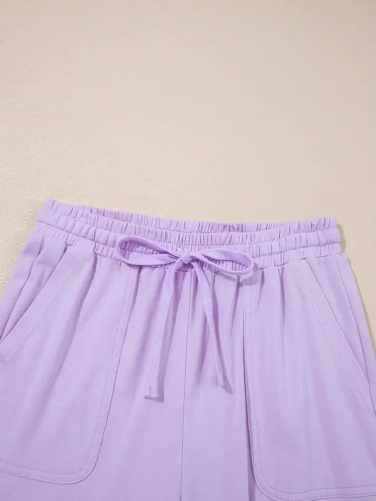 Mineral Wash Casual Round Neck Tank and Loose Drawstring Pants Set